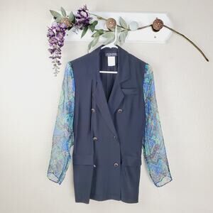 Vintage All That Jazz Sheer Sleeve Blazer 6 Double Breasted Office Siren